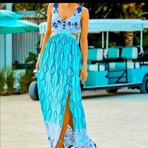 NWT Lilly Pulitzer Marcia maxi dress light aqua 00